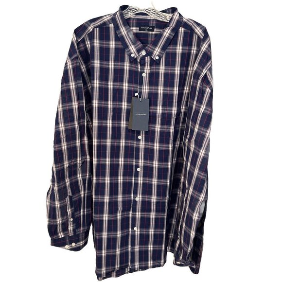 Double Pump Shirt Men’s 4XL Plaid Lightweight Long Sleeve Button Down Cotton - Picture 1 of 3
